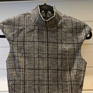 Elegant Black and Gray Plaid Dress